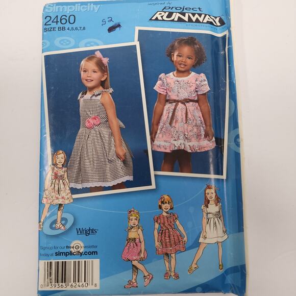 Simplicity 2460 Project Runway Girls Dress Sewing Pattern Size 4-8 BB Uncut - Picture 1 of 3